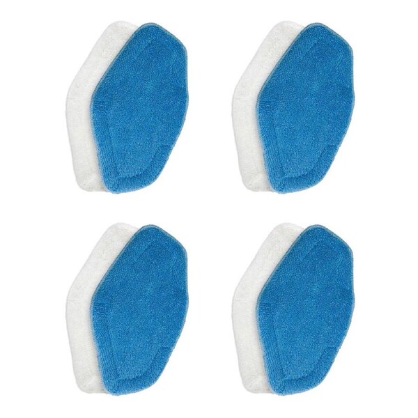 4x 2pc CleanUp Dual Steam Plus Mop Pads Replacement for Wertheim & Hoover White