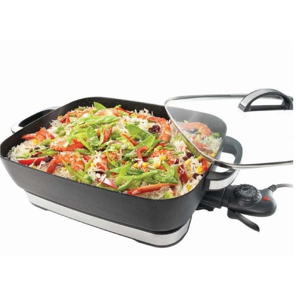 Baccarat Electric Frypan Large Non-Stick Frypan Portable Caravan Banquet Skillet