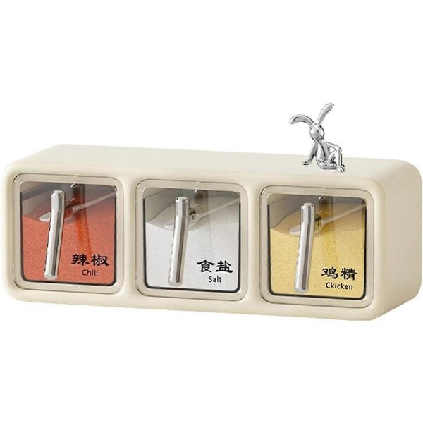 Seasoning Box Set Clear Wall Mounted Multifunctional Kitchen Storage Safe Plastic Cream White with Clear Seasoning Storage Container Rack Combo Set