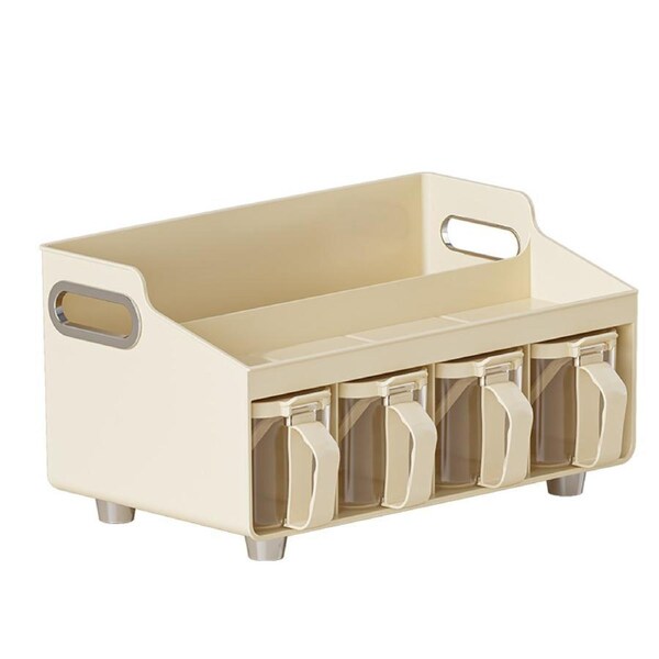 Kitchen Pull Type Seasoning Box Spice Bottle with Handle Spoon Storage Vertical and Horizontal Seasoning Storage