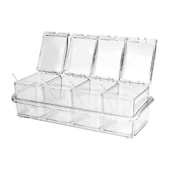 4 Piece Clear Seasoning Box, Acrylic Seasoning Box Set Seasoning Storage Container Clear
