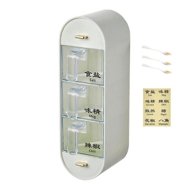 1 Set Seasoning Storage Box No Punching Grid Design Seasoning Storage Wall Hanging Drawer Type Spice