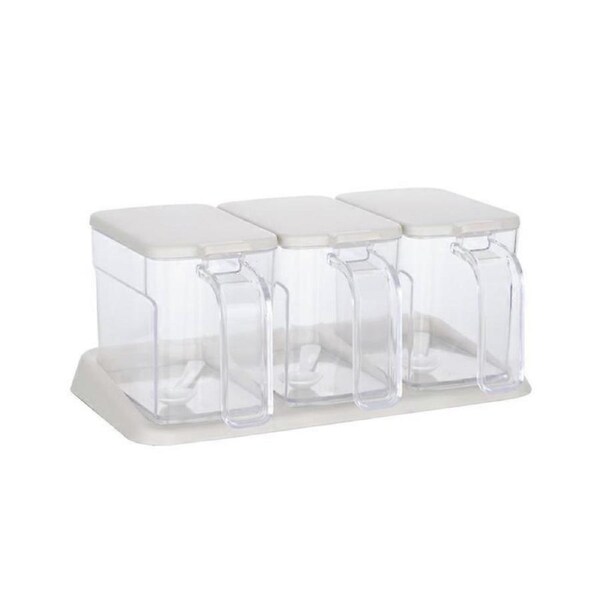 Transparent seasoning box 3 pieces of spices Transparent seasoning storage container