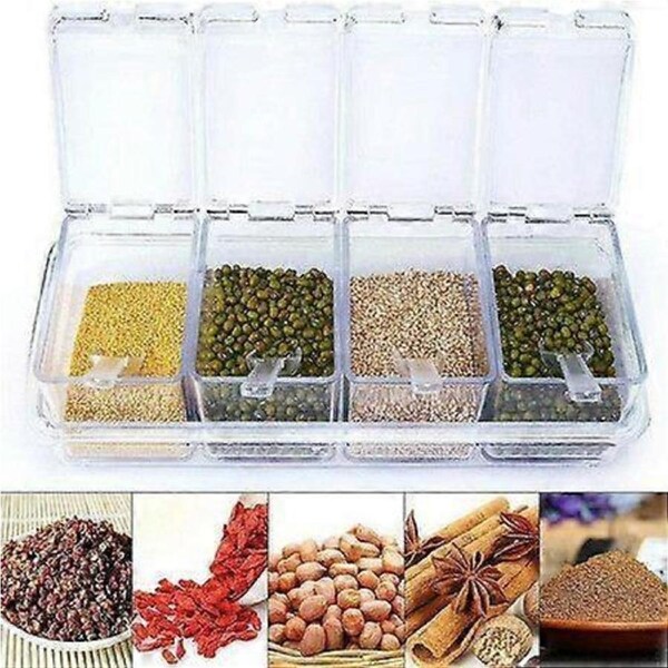 Clear Seasoning Rack Spice Pots by 4 Piece Acrylic Seasoning Storage Box