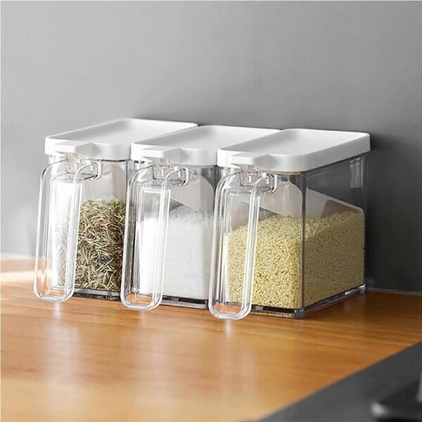 Seasoning Storage Container Lid and Spoon Kitchen Storage Accessories Durable