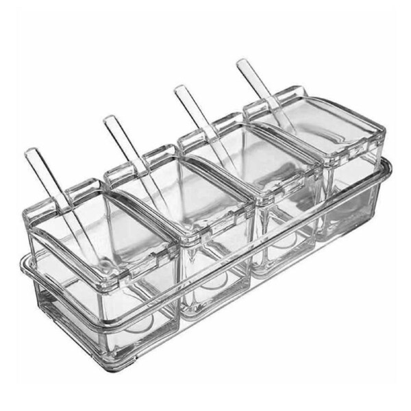 4 in 1 Seasoning Storage Box Multipurpose Sealed Spice Jar with Lid Kitchen Storage Tool