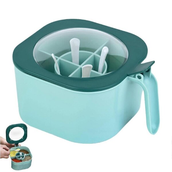 4 Grid Seasoning Box Seasoning Storage Spice Pots 4 In 1 Seasoning Box Travel Seasoning Cans Condiment Jars For Home Restaurant