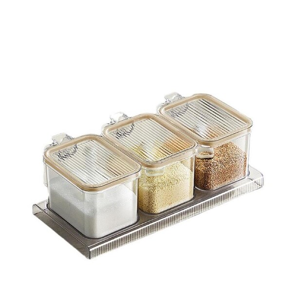 Clear Seasoning Box, 3 Pieces Clear Seasoning Storage Container For Spice Salt