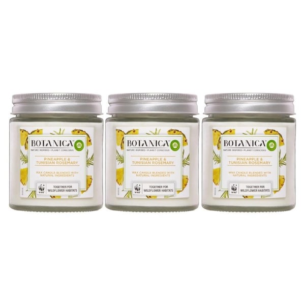 3x Air Wick Botanica by Pineapple and Tunisian Rosemary Candle 205g
