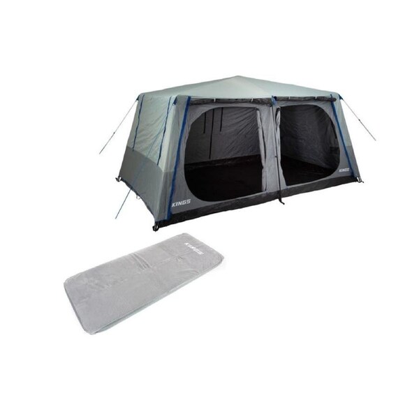 Kings 6-8 Person Tent polyester quick set up+Single Self Inflating Foam Mattress