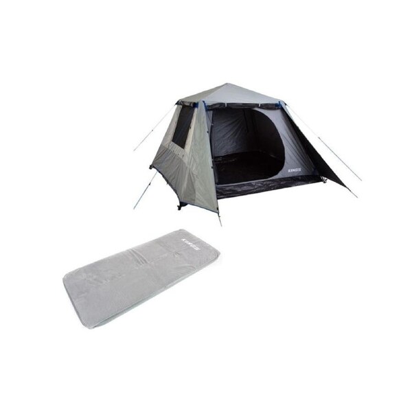Kings 4-6 Person Tent quick set up+ Single Self Inflating Foam Mattress