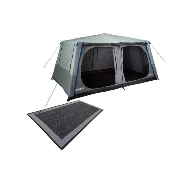 Kings 6-8 Person Tent polyester quick set up + Caravan Mat 5x2.4m