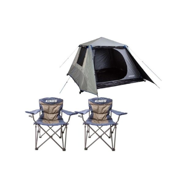 Kings 4-6 Person Tent Waterproof polyester quick set up+ 2xThrone Camping Chair
