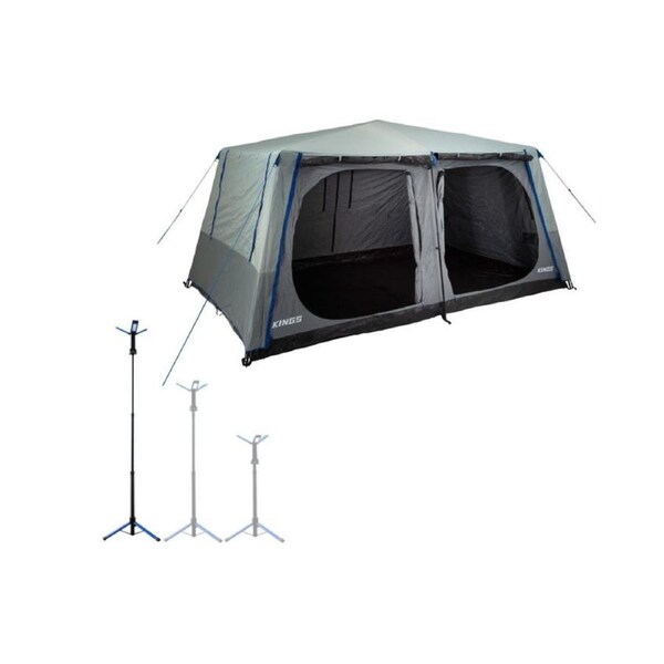 Kings 6-8 Person Tent polyester quick set up+ LED TRIPOD