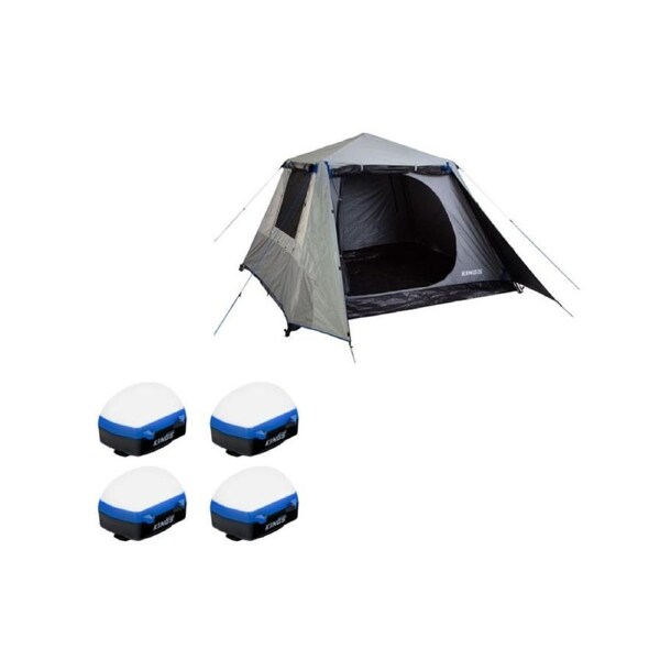 Kings 4-6 Person Tent quick set up+ 4x Rechargeable Lantern Lights