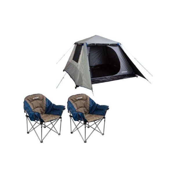 Kings 4-6 Person Tent Waterproof polyester quick set up + 2x Sofa Chair