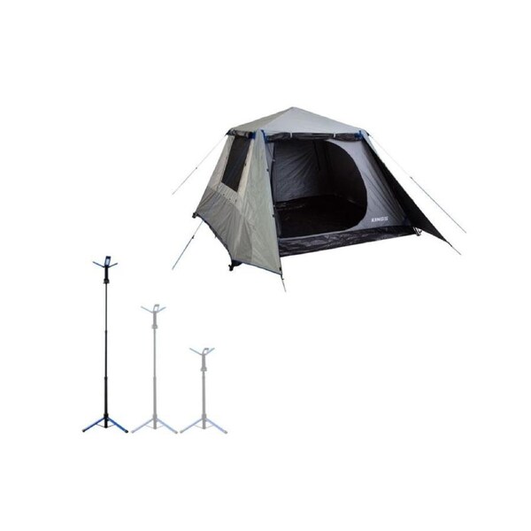 Kings 4-6 Person Tent Waterproof polyester quick set up+ LED TRIPOD