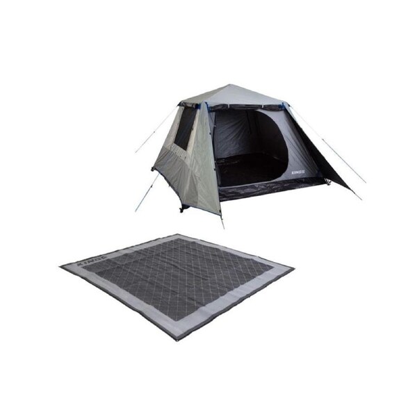 Kings 4-6 Person Tent Waterproof polyester quick set up+ Outdoor Mat 3x3m