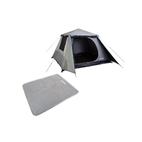 Kings 4-6 Person Tent quick set up+ Queen Self Inflating Foam Mattress