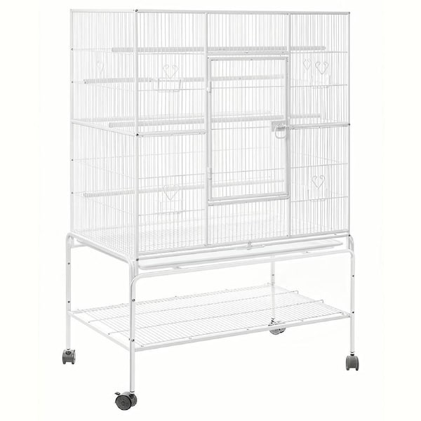 YES4PETS 158 cm White Large Bird Cage Parrot Budgie Aviary With Stand
