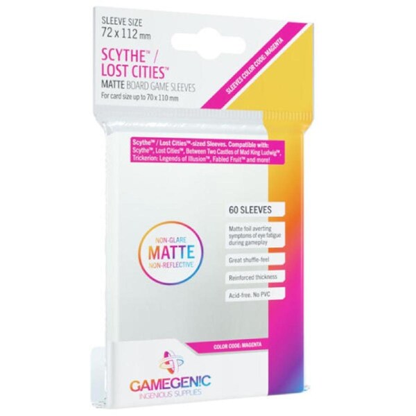Gamegenic Matte Board Game Sleeves Scythe/Lost Cities 72mm x 112mm 60 Sleeves Per Pack