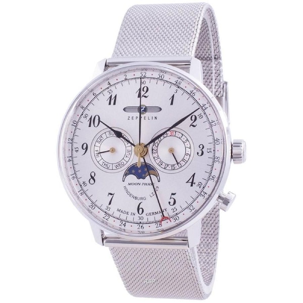 Zeppelin Hindenburg LZ129 Moon Phase Day/Date Display 7036M-1 7036M1 Quartz 30M Mes Watch