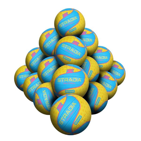 STRADIA "SPIKE" Size 5 Volleyball – CARBONIUM Series Pro Trainer Foam-Padded Volleyball – Pack of 20 with FREE Mesh Storage Bag