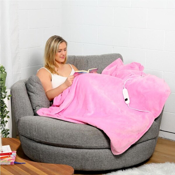 Stay Cosy Heated Throw Blanket 160 x 120 cm - Dusty Pink