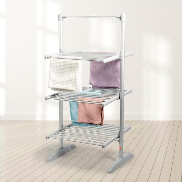 Stay Cosy Foldable 3-Tier Heated Clothes Airer a€" Fast Heat 21m Drying Space