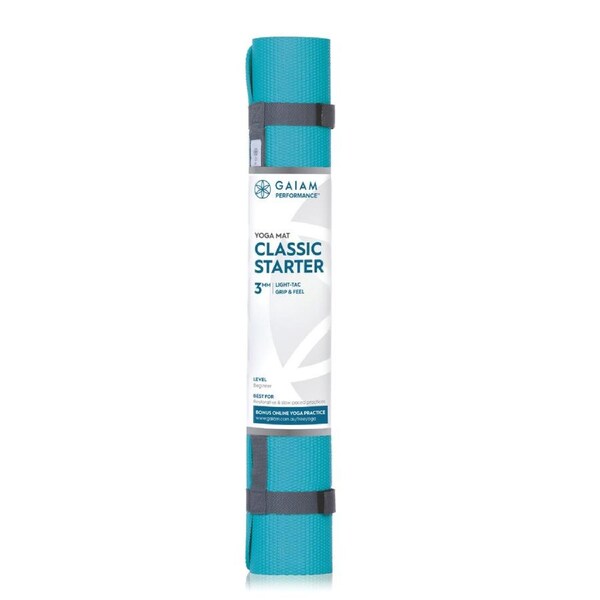 Gaiam Performance Classic Starter Yoga Mat Teal Ginkgo 3mm