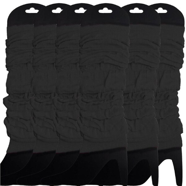6x LEG WARMERS Knitted Womens Neon Party Knit Ankle Fluro Dance Costume 80s BULK - Black