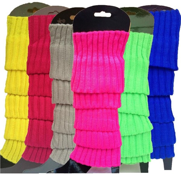 6x Womens Leg Warmers Disco Winter Knit Dance Party Crochet Legging Socks Costume - Assorted Pack