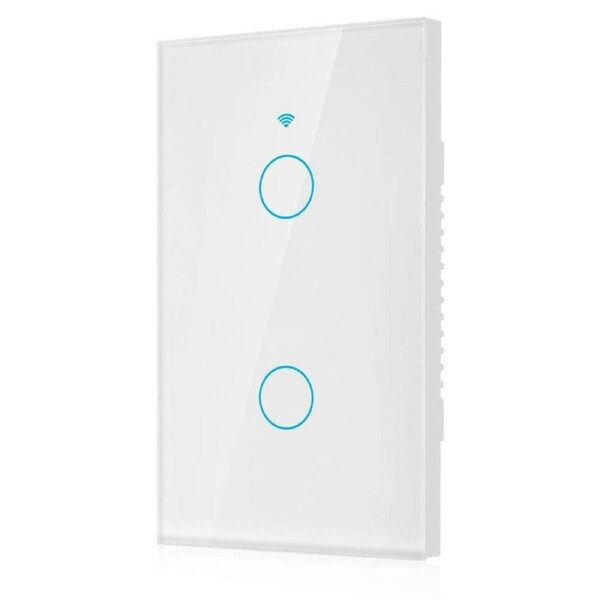 WiFi Smart Wall Touch Light Switch for Alexa Google 2 Gang White