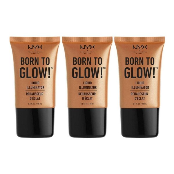 3x NYX Born To Glow Liquid Illuminator 18ml Pure Gold