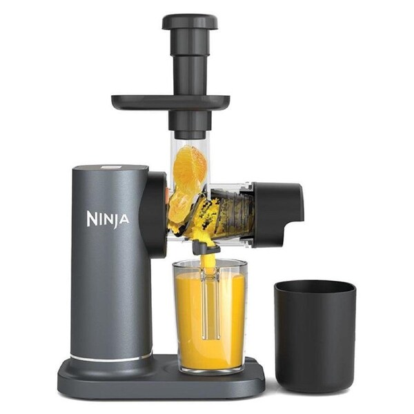 Ninja NeverClog JC151 Cold Press Juicer Grey - NeverClog Cold Press Technology - Anti Drip - Interchangeable Filters - Dishwasher Safe Attachments
