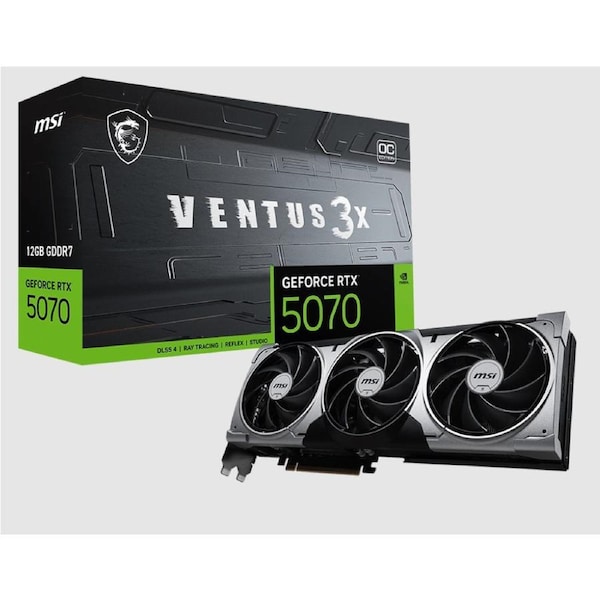 MSI nVidia GeForce RTX 5070 12G VENTUS 3X OC, PCI Express Gen 5, Boost: 2542 MHz, CUDA 6144 Units, 12GB GDDR7, HDMI x 1