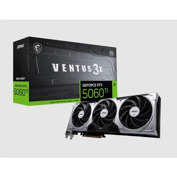 MSI nVidia GeForce RTX 5060 Ti 8G VENTUS 3X OC, PCI Express Gen 5 x 16, Boost: 2602 MHz, CUDA 4608 Units, 8GB GDDR7, HDMI x 1