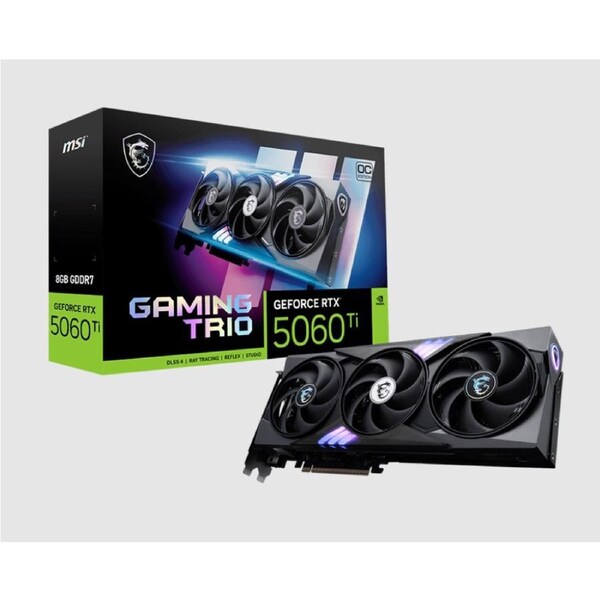 MSI nVidia GeForce RTX 5060 Ti 8G GAMING TRIO OC, PCI Express Gen 5 x 16, Boost: 2647 MHz, CUDA 4608 Units, 8GB GDDR7, HDMI x 1