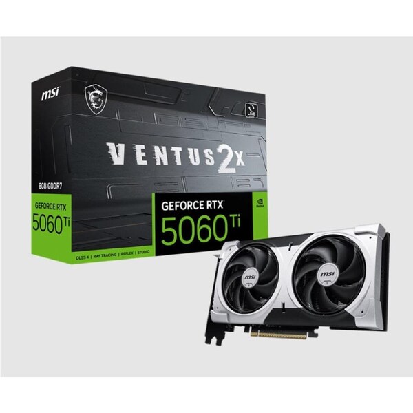 MSI nVidia GeForce RTX 5060 Ti 8G VENTUS 2X PLUS, PCI Express Gen 5 x16 (uses x8), Boost: 2572 MHz, CUDA 4608 Units, 8GB GDDR7, HDMI x 1