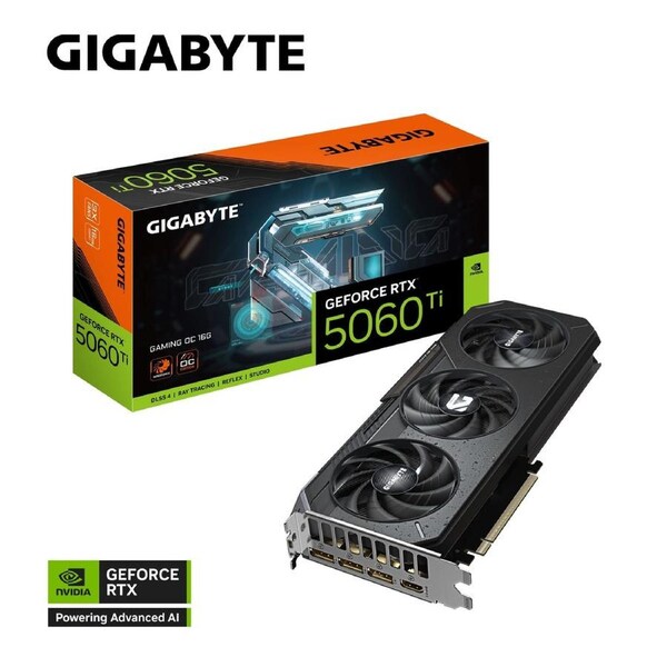 Gigabyte GeForce RTX 5060 Ti GAMING OC 16G, 2647 MHz, CUDA TBD, 28 Gbps, GDDR7, 128 bit, PCI-E 5.0, PSU 650W, DisplayPort 2.1b *3 HDMI 2.1b *1