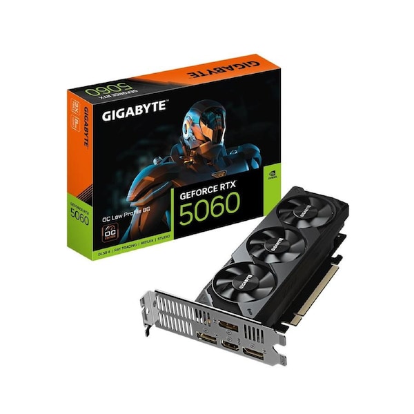 Gigabyte GeForce RTX 5060 OC Low Profile 8G, 2512 MHz, CUDA 3840, 28 Gbps, GDDR7, 128 bit, PCI-E 5.0, PSU 450W, DisplayPort 1.4a *1 HDMI 2.1b x1