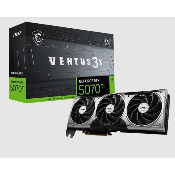 MSI nVidia GeForce RTX 5070 Ti 16G VENTUS 3X OC,PCI Express Gen 5, Boost: 2482 MHz, CUDA 8960 Units, 16GB GDDR7, HDMI x 1