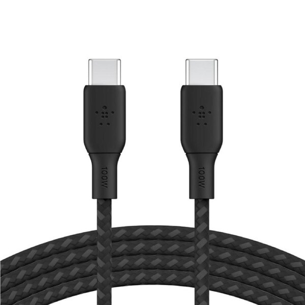 Belkin BoostCharge USB-C to USB-C Cable (3M) (Pack of 1) - Black (CAB014bt3MBK), 100W, 480Mbps, 30K+ bend, Samsung Galaxy, iPad, 2 Years Warranty