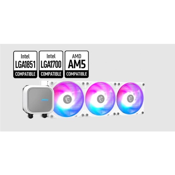 MSI MAG CORELIQUID A13 360 WHITE, 2.4', IPS, USB 2.0 pin header, SATA, 2 fans, Two Ball Bearing, AM5 / AM4, 3 Year warranty