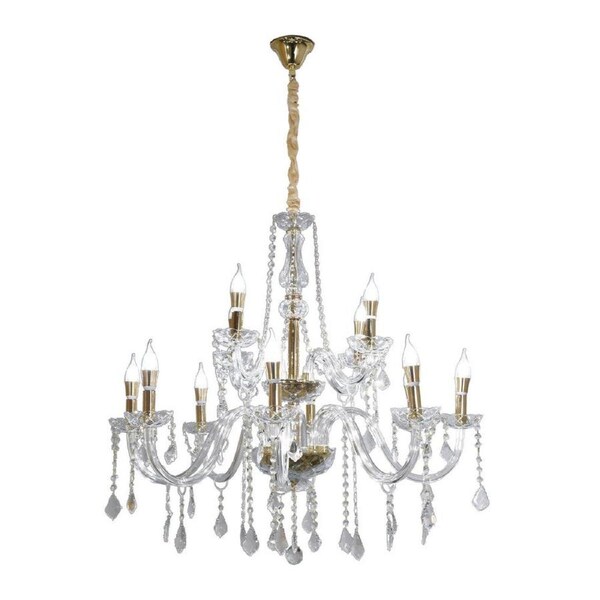 Amorette 12-Light Crystal Chandelier – 89cm – Gold Finish