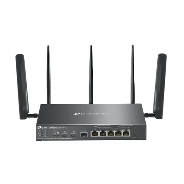 TP-Link ER706WP-4G Omada 4G+ Cat6 AX3000 Gigabit VPN Gateway with 4-Port PoE+, 574Mbps at 2.4 GHz + 2402 Mbps at 5 GHz (HE160) Wi-Fi Speed, 300 Mbps D