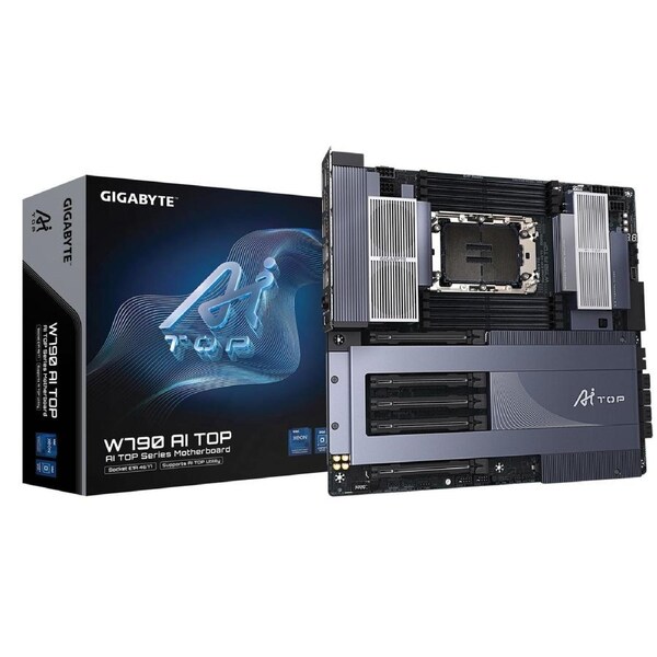 Gigabyte W790 AI TOP Motherboard, Intel W790, 5 x PCI Express x16 slots, 6x M.2, 8 x SATA, 8x USB 3.2, 1 x USB Type-C, Intel Wi-Fi 7