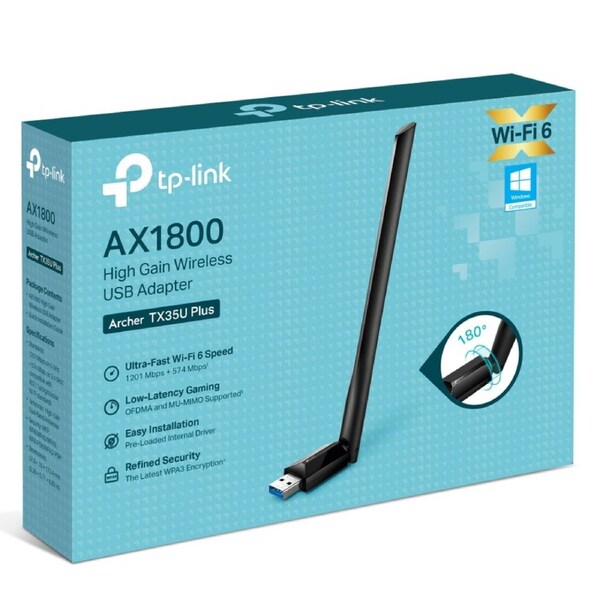 TP-Link Archer TX35U Plus AX1800 High Gain Wireless USB Adapter, 1201 Mbps at 5