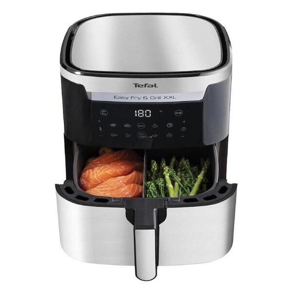 Tefal Easy Fry & Grill XXL Flexcook Air Fryer EY801D - No Preheating - 2 in 1 Airfryer and Grill - Single and Dual Cooking Zones - Precision Temperature Control - Healthy Cooking