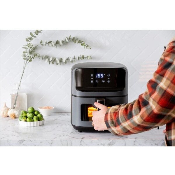 Healthy Choice 5L Digital Air Fryer with Viewing Window and Digital Display - Healthy Cooking - Adjustable Temperature - Non-stick Basket - Touch Controls